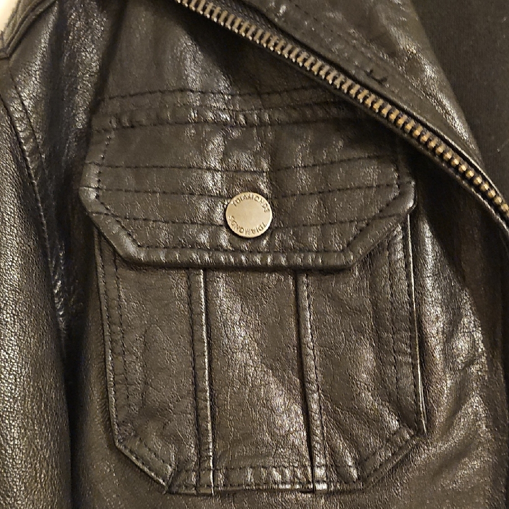 7 Diamonds Dark Leather Military Jacket - Picture 2 of 8